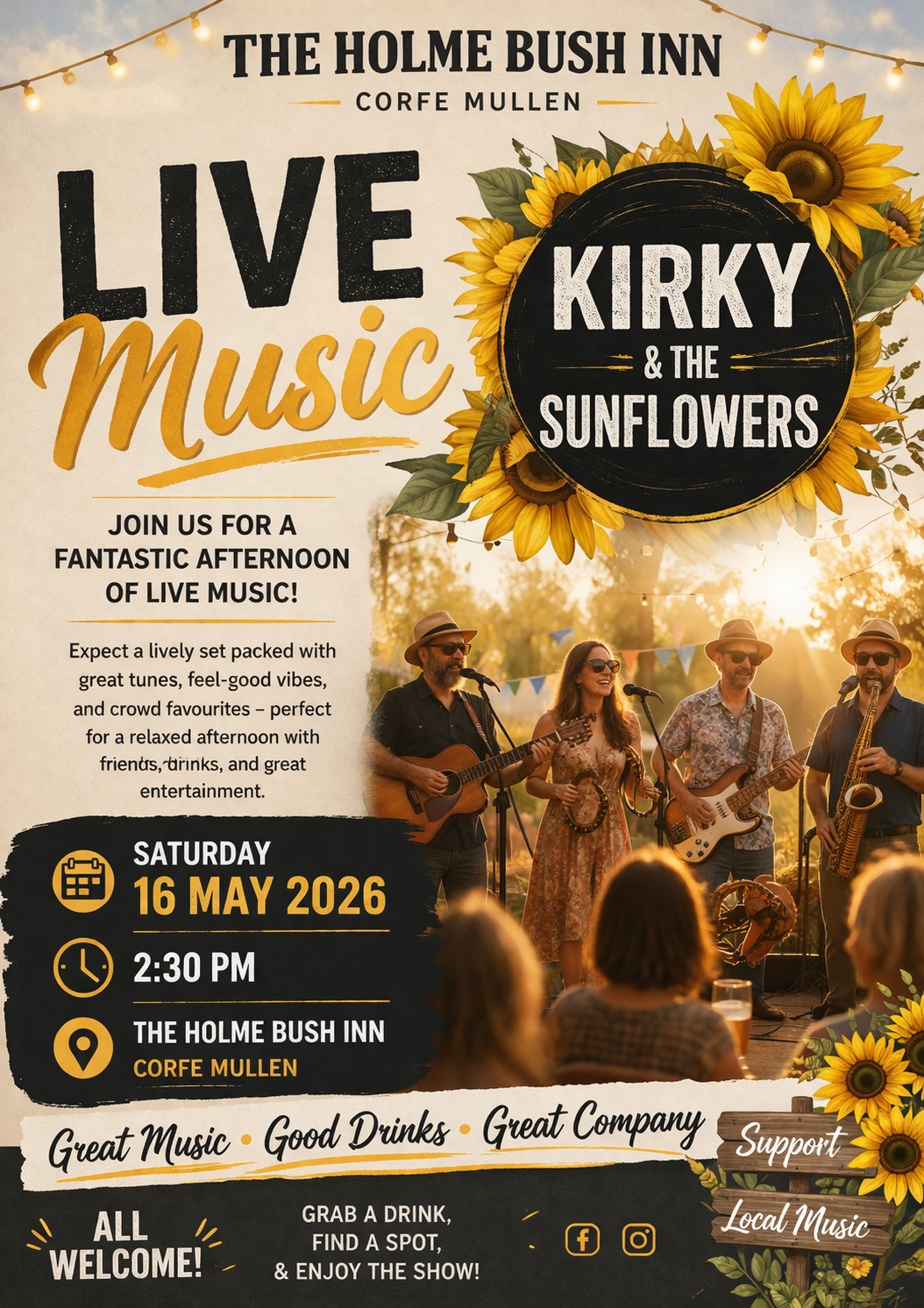 Kirky and The Sunflowers live at The Holme Bush Inn